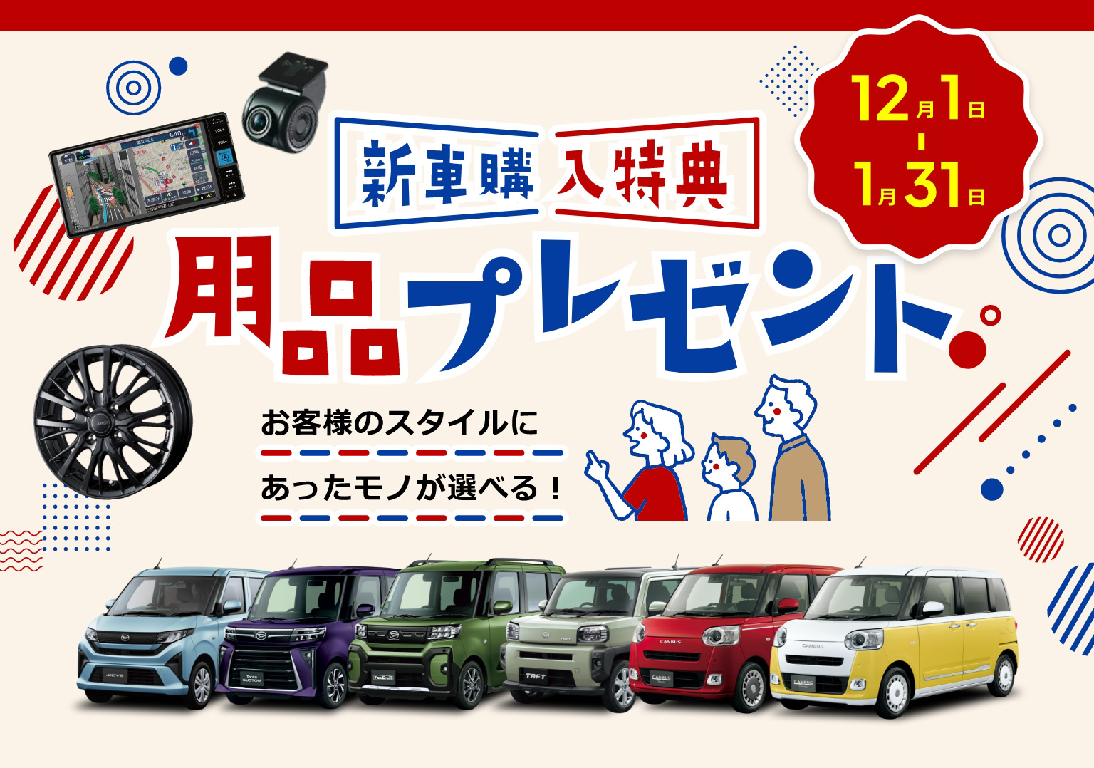 新車購入特典 用品プレゼント 12月1日~1月31日